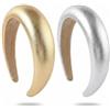 OHEETU Confezione da 2 cerchietti in pelle vintage, larghi, imbottiti, antiscivolo, alla moda, accessori per costumi per feste e uso quotidiano (oro + argento)