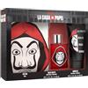 AIR-VAL INTERNATIONAL NETFLIX - Set regalo Casa des Geldes Eau de Toilette 100 ml + gel doccia 150 ml + borsa per il trasporto, fragranza ispirata CK One, idea regalo per gli appassionati della serie