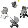 Inglesina - Trio Aptica 2025 Con Seggiolino Auto Darwin Recline, Satin Grey con telaio Litio Black 2024