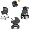 Inglesina - Trio Aptica XT Con Seggiolino Auto Darwin Isize, Magnet Grey con telaio Total Black 2024
