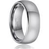 SOXEMAN Serie Lineage: Fascia Classica Curvata | Anello Nuziale Unisex in Tungsteno Lucidato Larghezza 8mm (Misura USA) | Argento | Misura USA 13 (69,7 mm)