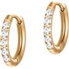 day berlin day.berlin orecchini a cerchio piccoli Stone da donna placcati oro 18k, 15mm x 2mm con zirconi, acciaio inox 316L, senza nichel e resistenti all'acqua