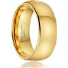 SOXEMAN Serie Lineage: Fascia Classica Curvata | Anello Nuziale Unisex in Tungsteno Lucidato Larghezza 8mm (Misura USA) | Oro | Misura USA 14 (72,3 mm)