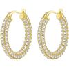 Philip Jones Orecchini a cerchio placcati in oro 18 carati, 30 mm, con pavé di cristalli Zircondia