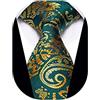 YourTies Cravatta da uomo da 8,9 cm con motivo cachemire floreale in seta per uomo formale per feste aziendali, Paisley verde e oro, taglia unica