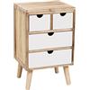 Mimbre Natural Vintage-4 CASSETTI 34×28×54 Cassettiera, Legno, Bianco