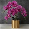 LESING Orchidea artificiale con vaso, orchidea bianca Bonsai Faux Orchid Phalaenopsis per la decorazione della casa (vaso viola, oro)