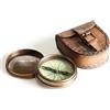 Wind & Weather - Bussola in ottone anticato con poesia (lingua inglese) e custodia in pelle