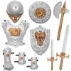 Kisangel Costume Cavaliere Bambini Set 10 Pezzi - Armature Medievali con Scudo Elmo in Plastica Per Feste, Halloween, giochi Di Ruolo E Performance Teatrali