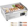 VEVOR Piastra Elettrica Commerciale 3200 W, Controllo della Temperatura Regolabile da 50 a 300 °C, Corpo in Acciaio Inossidabile, con 2 Spatole, 2 Spazzole e 4 Cuscinetti per i Piedi, per Bistecche