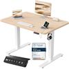 JUMMICO Scrivania Regolabile In Altezza Elettrica,100 x 60 cm,Pannello 6 Tasti Con 4 Memorie Di Altezza E Porta USB, Scrivania Da Computer Beige,Avviso Di Pausa Per Sedentarietà