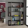 Dmora - Libreria Adhara, Scaffale da ufficio, Mobile portalibri, Biblioteca, 110x26h161 cm, Antracite e Beige