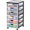 Iris Ohyama Cassettiera in Plastica con ruote, 6 Cassetti Piccoli, Nero, Maniglie facili da tirare, Organizzatore, Per Camera Da Letto, Bagno, Scuola e Ufficio, Senza BPA, Contenitore, DDDC-360