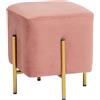 Baroni Home Pouf Poggiapiedi Quadrato in Velluto, Pouf da Salotto Imbottito, Pouf Panchetto per Camera da Letto, Rosa Cipria, 33x33x38 cm
