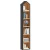 YITAHOME Libreria a 6 ripiani, struttura bianca e interni in rovere naturale, design salvaspazio per casa e ufficio, B e rovere, 180 x 23,5 x 30 cm