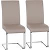 Yaheetech Set 2 Sedie Sala da Pranzo Imbottite Seduta Spessa 10 cm, Sedie Cucina con Schienale Alto, Gambe in Metallo a Forma di U per Uffici, Soggiorni e Salotti, Marrone Chiaro