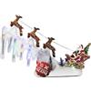 Avilia - Slitta Natalizia con Luci LED e Musica in Movimento L29xP6xH29 cm per Decorazioni Natalizie di Casa e Villaggi di Natale, Funzionamento a Batterie, Scena Rotante con Personaggi Animati