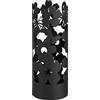 Baroni Home Portaombrelli Design Moderno Porta Ombrelli in Metallo Flowers con 2 Gancini e Vaschetta Scolapioggia Rimovibile 19X19X49 cm (Nero)