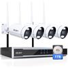 REIGY 5MP Kit Videosorveglianza Wifi Esterno con 1TB HDD Sistema Telecamera