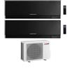 Mitsubishi Climatizzatore Dual Split Linea Kirigamine Zen MSZ-EF Nero 12+18 con MXZ-3F54VF Inverter R-32 Wi-Fi Classe A+++ ,