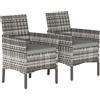 Outsunny Set di 2 Sedie da Giardino in Rattan, Sedie da Esterno con Cuscini | Aosom Italy