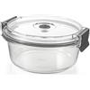 H&H Contenitore In Vetro Borosilicato 970 Ml Con Coperchio Ermetico E Valvola Sottovuoto, Tondo Ø18 Cm, Forno E Microonde (Senza Coperchio), Lavabile In Lavastoviglie