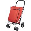Carlett Carrello della Spesa 4 Ruote Pieghevole, Borsa Estraibile Grande Capacità 58L/32 kg e Borsa Termica 12L, Manico Regolabile, Freno di Sicurezza, Convertibile a 2 Ruote, Lite Family, Rosso
