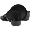 Gibson Soho Lounge, Soho Lounge Sofia Set di stoviglie da 12 pezzi, nero opaco