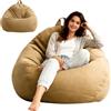 Umllpet Pouf XL, rivestimento per pouf, a forma di goccia, solo rivestimento (senza imbottitura), per adulti e bambini, da gioco, per soggiorno, divano, esterno, 100 x 120 cm (caffè chiaro)