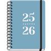 Dohe - Agenda scolastica 2025 2026 - Vista settimanale, formato A5 (15 x 21 cm), spagnolo e inglese, da settembre a giugno, chiusura a doppia spirale e gomma, copertina flessibile, 4 pagine di adesivi