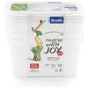 Rotho Domino Set di 4 Barattoli per Congelatore con Motivo Scrivibile sul Coperchio, Plastica (PP) senza BPA, Bianco, 4 x 0.75 L, 15.7 x 11.8 x 13.2 cm