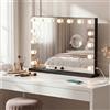 Bayt Specchio Hollywood con Luci LED - Specchio Trucco Nero 58x46 cm con 15 Lampadine Dimmerabili, 3 Tonalità di Luce (calda, fredda, naturale), Touch Screen & Specchietto Ingranditore 10x