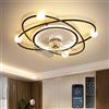 RRBEST Ventilatore da Soffitto Moderno con Luce,58CM Dimmerabile LED Soffitto Luce con Ventilatore,48W Timer Ventilatore da Soffitto con Lampada per Soggiorno Camera da Letto Sala da Pranzo (Nero)