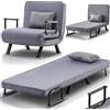 Shally Dogan Divano Letto Singolo Reclinabile 3 in 1, Poltrona Convertibile Chaise Lounge Seduta Imbottita Morbida, Copertura Sfoderabile Tessuto Traspirante, Poltroncina Relax Salvaspazio (Grigio)