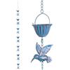 Guniata Catena antipioggia per grondaie con gancio a S, catena di scarico, lunghezza regolabile, con imitazione di ninfee, per esterni, casa, giardino (blu)
