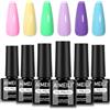 AIMEILI Kit Semipermanente Unghie Pastello 6 Colori Smalto Semipermanente Unghie UV LED Soak Off Smalti Gel Colorati Nail Art 5ml Kit 6-96