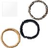 Annauiy Set di 3 Elastici per Capelli in Seta di Gelso, 19 Mamme, 100% Seta, Regalo per Donne e Ragazze, Larghezza 1 CM, Nero/Leopardo/Oro