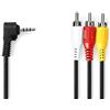 NEDIS Cavo audio video - connettore 3,5 mm - 3 connettori RCA - nichelato - 2 m - rotondo - PVC - nero
