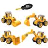 4 Pezzi Kids Playset Pull Back Cars Road Roller Escavatore Bulldozer Battipalo