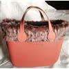 O bag Borsa Nuova Originale - Col. TERRACOTTA - BORDO Pelliccia Manici Goccia