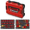 Einhell Accessories Original Einhell E-Case valigetta attrezzi 24 pezzi utensili elettricista (testato IEC 60900, set pinze, set cacciaviti, set bussole, cricchetto reversibile, cercafase, valigetta sistema)