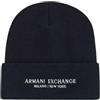 Armani Exchange Berretto da Uomo Casual con Logo Ricamato, Blu, Taglia Unica