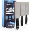 STONE REEF Rimozione di urina extra forte [3 X pomice detergente per WC con manico] Pietra detergente per WC contro pietra urinaria, calcare e pietra bruna, pietra pomice per WC senza bordi, naturale e senza