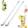 Guidre 2 Cucchiaio da Cocktail in Acciaio Inox, Cucchiai da Miscelazione Lungo | Kit Barman, 30Cm Antiscivolo Manico Design Spirale, Argento
