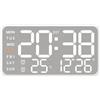 Lancoon Orologio da parete elettronico a LED con interruttore di temperatura ℃/℉ in metallo spazzolato, 5 livelli di regolazione della luminosità, data, settimana 2 impostazioni di allarme snooze per