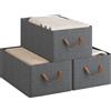 WOLTU Set di 3 Scatole Portaoggetti Pieghevoli, Scatole Portaoggetti Pieghevoli in Tessuto con Manici, per Vestiti e Giocattoli, Grigio, 47x28x20 cm