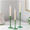 Glasseam Portacandele in vetro verde: set di 3 portacandele alti portacandele conici decorativi per la casa portacandele moderni per candelabri candele decorazioni natalizie da tavola
