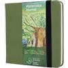 tumuarta Blocco da disegno ad acquerello, 300 g, 25% cotone, 14 x 14 cm, 24 fogli, 48 pagine, senza acidi, per acquerelli, colori assortiti (verde, 14 x 14 cm)