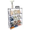 Slwnrc Scarpiera Salvaspazio Slim a 4 Livelli, Scarpiera Stretta 17 cm, Porta Scarpe per 12 Paia di Scarpe per Ingresso, Corridoio, 64x17x84 cm, Nero