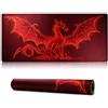 Jahosin Tappetino per mouse da gioco bordi cuciti,[70x30 cm] Tappetino per mouse esteso con base in gomma naturale antiscivolo per giocatore/desktop/ufficio/casa-70x30 Red dragonus